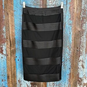 Marciano Black Mesh Panel Pencil Midi Zipper Skirt Size 0